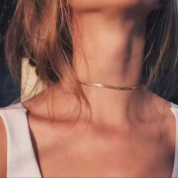 NEW 18K Gold Blade Flat Snake Chain Necklace - Picture 5 of 7